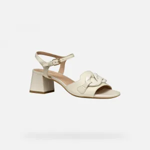 Cream women's sandals Geox New Eraklia 50 T - Women's