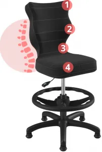 ENTELO Detská stolička Petit Black 3 HC+F s oporným kruhom, čierna Velvet 17