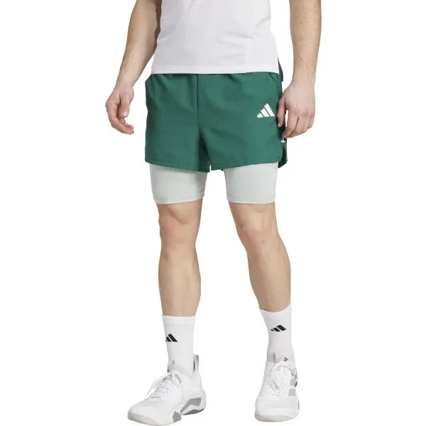 adidas GYM+ 2IN1 SHORT Pánske športové kraťasy, zelená, veľkosť