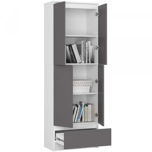 Ak furniture Knižnica R 60 cm CLP biela/grafit