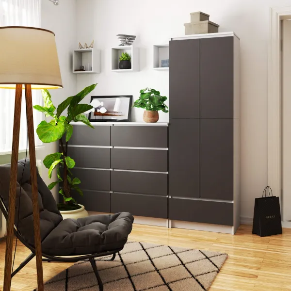 Ak furniture Knižnica R 60 cm CLP biela/grafit