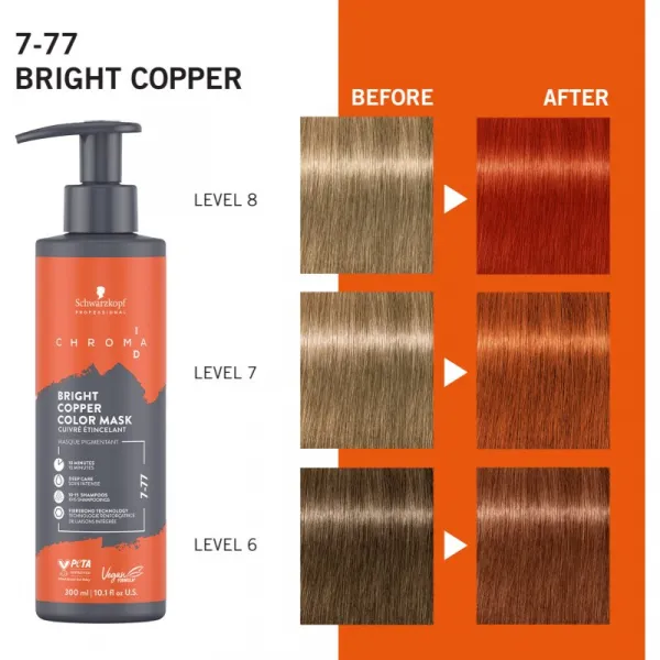 Schwarzkopf Professional Chroma ID Color Mask intenzívna farbiaca maska na vlasy odtieň 7-77 Bright Copper 300 ml
