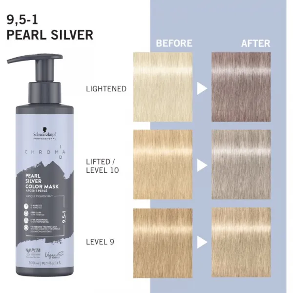 Schwarzkopf Professional Chroma ID Color Mask intenzívna farbiaca maska na vlasy odtieň 9.5-1 Pearl Silver 300 ml