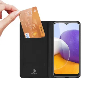 Dux Ducis Skin Pro knižkové kožené puzdro na Samsung Galaxy A22 4G, čierne