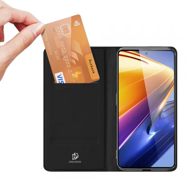 DUX DUCIS Skin Pro knižkové kožené puzdro na Xiaomi Poco F4 GT, čierne