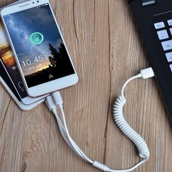 Dudao R7 autonabíjačka 2x USB 2.4A + 3in1 Lightning / Type C / micro USB, biela