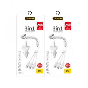 Dudao R7 autonabíjačka 2x USB 2.4A + 3in1 Lightning / Type C / micro USB, biela