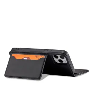 MG Magnet Card knižkové kožené puzdro na iPhone 12, čierne