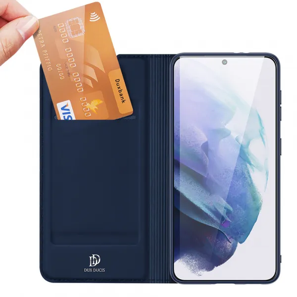 DUX DUCIS Skin Pro knižkové kožené puzdro na Samsung Galaxy S22 Plus, modré