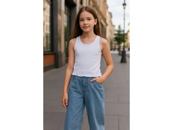 Dievčenský crop top Bembi – štýlový letný kúsok Farba: Lila, Veľkosť: 152