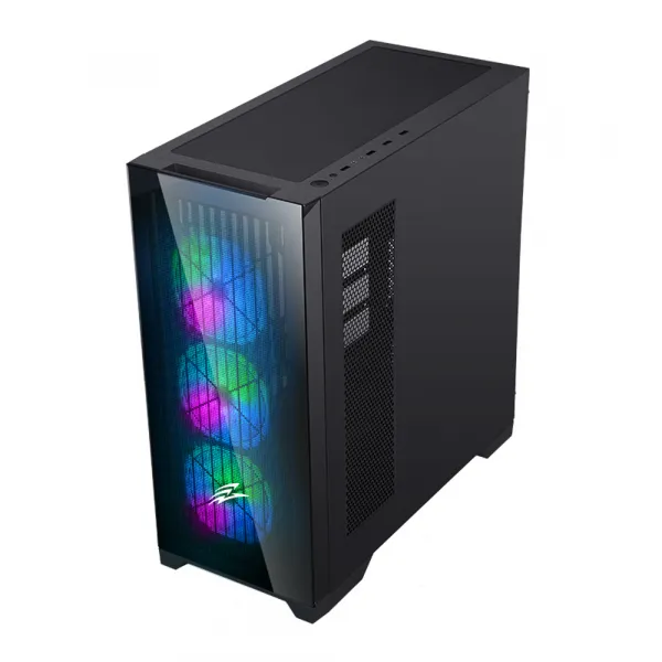 EVOLVEO Ptero Q2G, skříň ATX, 4x ARGB ventilátor, čelní+boční panel sklo, černá