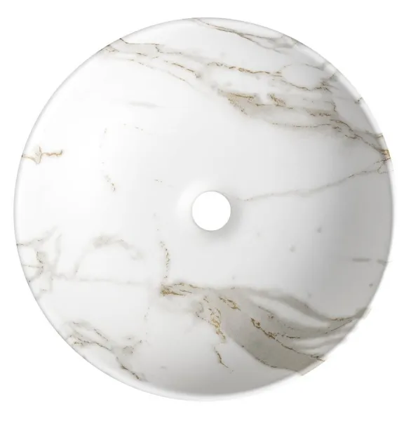 RONDANE keramické umývadlo na dosku Ø 41 cm, bianco carrara AR435BC