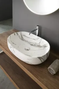 CALEO keramické umývadlo na dosku, 60x42cm, bianco carrara CA590BC