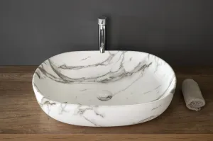 CALEO keramické umývadlo na dosku, 60x42cm, bianco carrara CA590BC