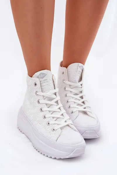 Lee Cooper CANVAS Dámske členkové tenisky, biela, veľkosť