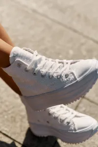 Lee Cooper CANVAS Dámske členkové tenisky, biela, veľkosť