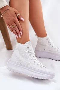 Lee Cooper CANVAS Dámske členkové tenisky, biela, veľkosť