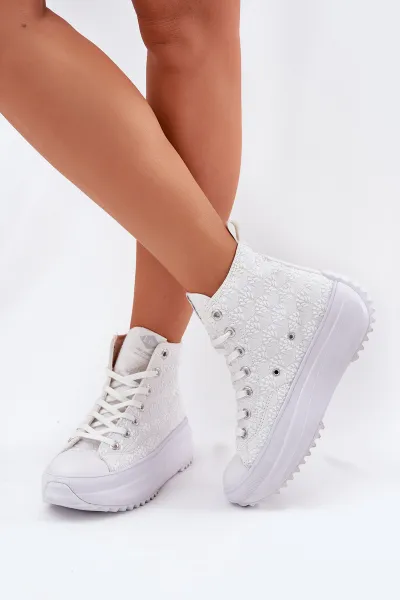 Lee Cooper CANVAS Dámske členkové tenisky, biela, veľkosť