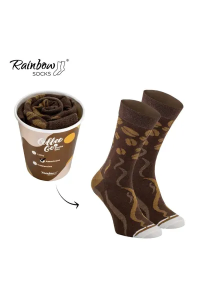 ZOOKSY/RAINBOW SOCKS Ponožky dúhové ponožky káva americano 1 pár