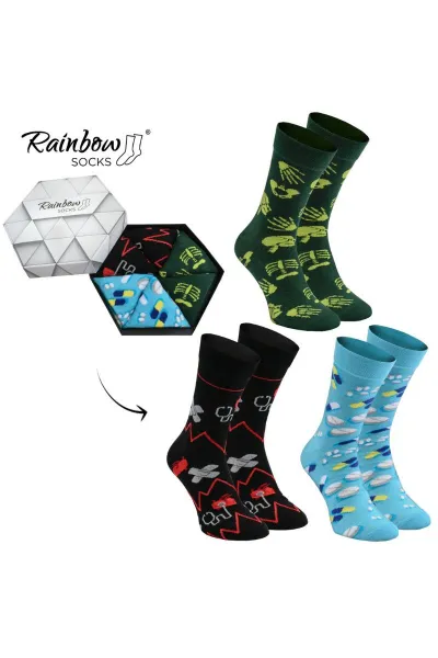 ZOOKSY/RAINBOW SOCKS Dúhové ponožky ponožky pre lekárov a lekárov 3 páry