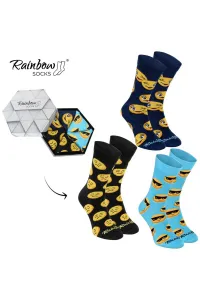ZOOKSY/RAINBOW SOCKS Ponožky dúhové ponožky emotikony vtipné smútok kopce