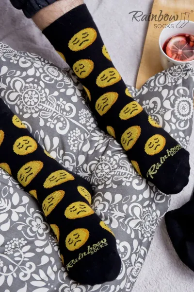 ZOOKSY/RAINBOW SOCKS Ponožky dúhové ponožky emotikony vtipné smútok kopce