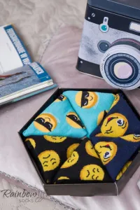 ZOOKSY/RAINBOW SOCKS Ponožky dúhové ponožky emotikony vtipné smútok kopce