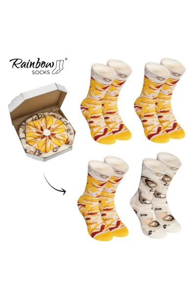 ZOOKSY/RAINBOW SOCKS Dúhové ponožky pizza ponožky 4 havajské páry