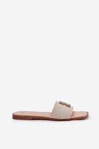 Boto Elegantné Dámske Šľapky S Dekoráciou Na Plochosť Podpätku Béžové Lovehia