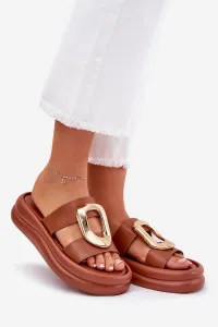 Boto Dámske sandále na platforme so zlatým detailom Camel Ularinea