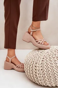 Boto Sandal Na Platforme A Klíne Z Eko Semiša Béžové Nendal