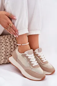 Boto Dámske Športové Topánky S Mriežkou Na Platforme Khaki Poova