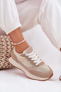 Boto Dámske Športové Topánky S Mriežkou Na Platforme Khaki Poova