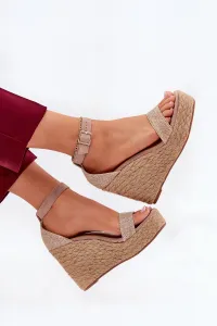 Boto Dámske Sandále Na Klíne S Pletením Khaki Adelio
