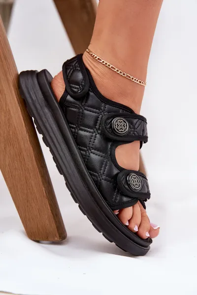 Boto Dámske Sandále S Dekoratívnymi Detailmi Na Suchý Zips Čierne Zoliner