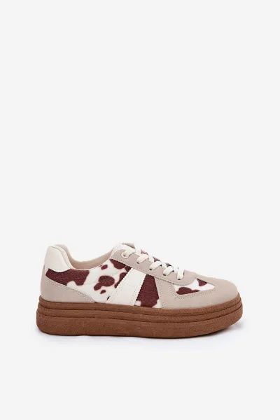 Boto Dámske Tenisky Na Platforme S Patches Béžové Lincidi