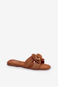 Boto Ploché Dámske Šľapky S Mašľou Camel Tobin
