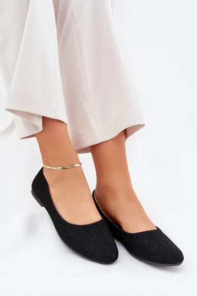 Boto Dámske Ploché Baleríny S Trblietkami Čierne Tatorelis