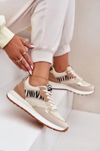 Boto Dámska Športová Obuv Na Platforme Zebra Béžová Davinara