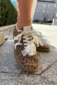 Boto Nízké Dámske Tenisky S Čipkou Leopardie Hnedé Zielle