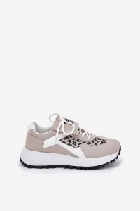 Boto Športové Topánky Sneakers Dámske Na Platforme Leopard Bielo-Bežové Pumbes