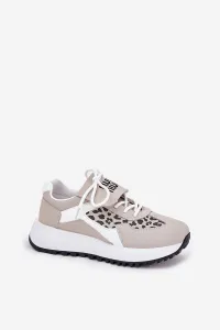 Boto Športové Topánky Sneakers Dámske Na Platforme Leopard Bielo-Bežové Pumbes