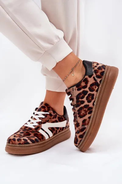 Boto Dámske Tenisky Na Platforme Leopard Hnedé Totter