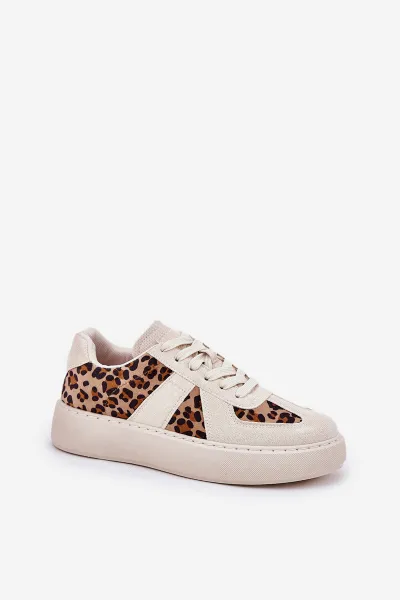 Boto Dámske sneakers s leopardím vzorom na platforme béžové Nativira