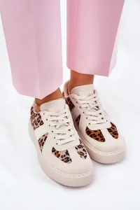 Boto Dámske sneakers s leopardím vzorom na platforme béžové Nativira