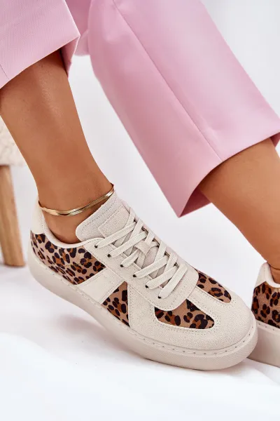 Boto Dámske sneakers s leopardím vzorom na platforme béžové Nativira
