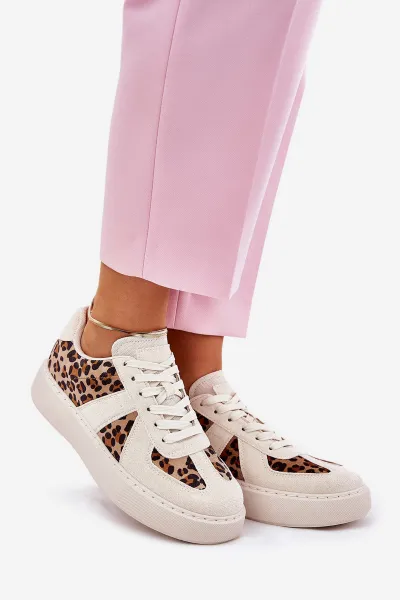 Boto Dámske sneakers s leopardím vzorom na platforme béžové Nativira