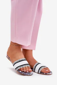 Boto Vzorované Ploché Dámske Sandále Biele Leysi