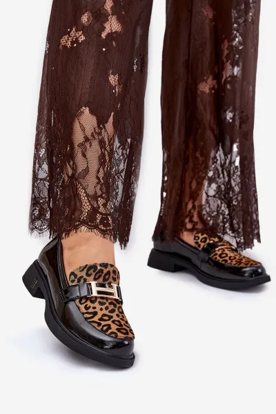 Kožené Lakované Mokasíny Leopard Vinceza