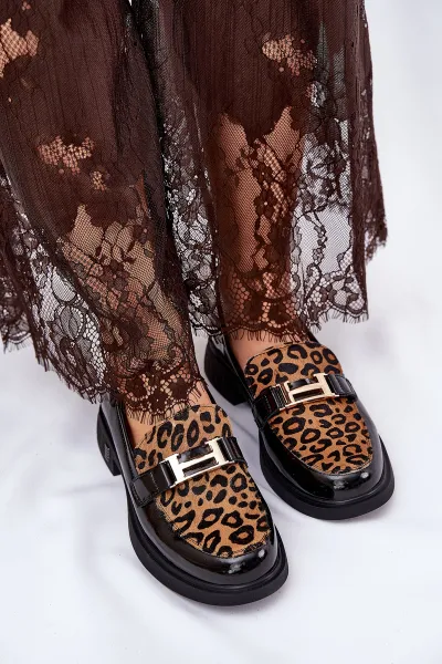 Kožené Lakované Mokasíny Leopard Vinceza